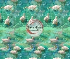 Suda Yüzen Ördekler Desenli Kumaş