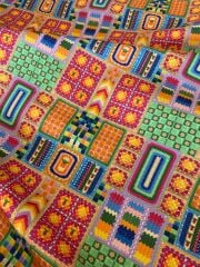 Renkli Örgü Motif Desenli Kumaş