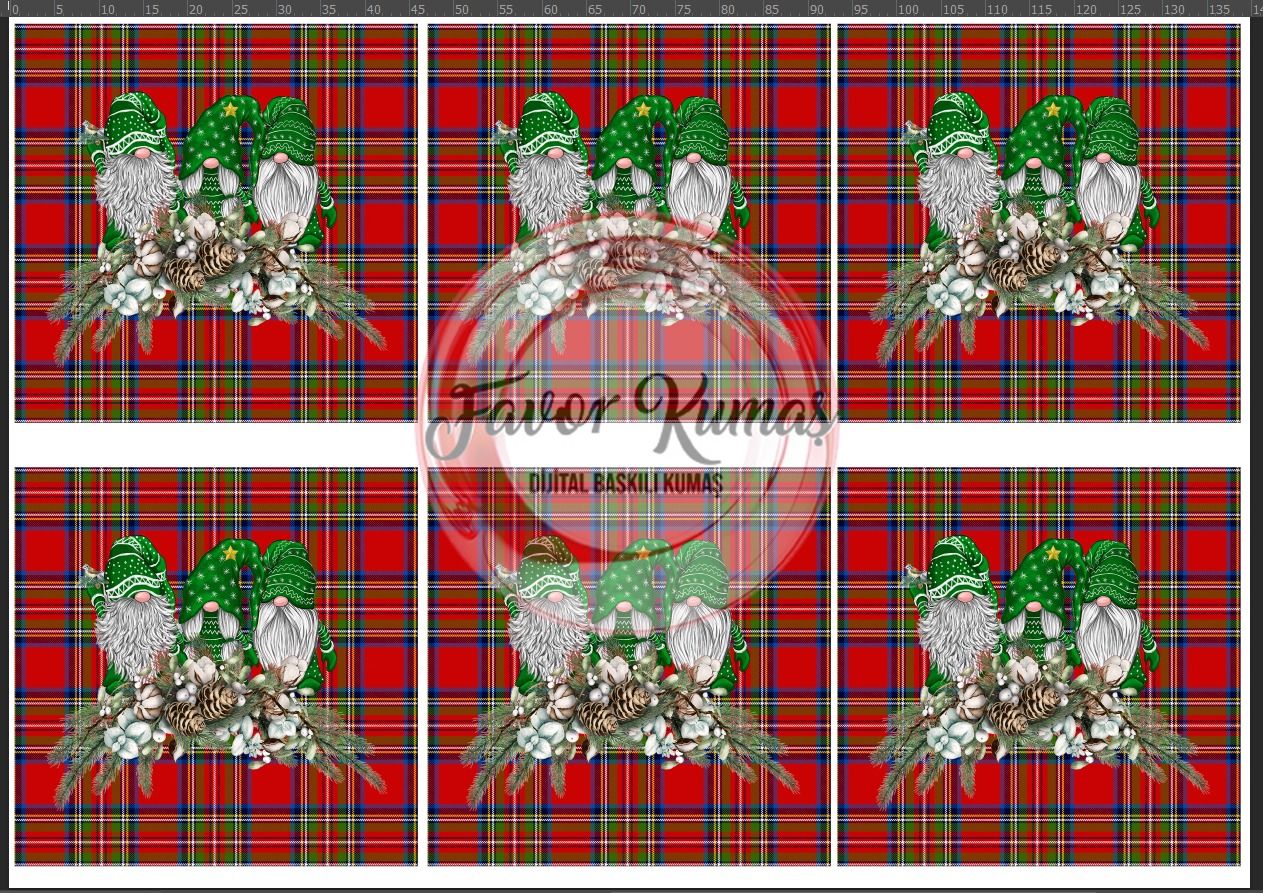 Yılbaşı Temalı Runner ve Supla Kumaşı 3 kırlent -45x45 cm- 6 adet