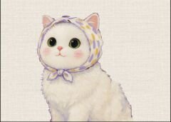 Mor Bandanalı Kedi Desenli Kumaş 25x35 cm -1 mt