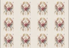 Pembe Yengeç Desenli Kumaş 33x35 -1 mt