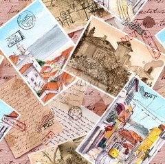 Kartpostal Desenli Kumaş