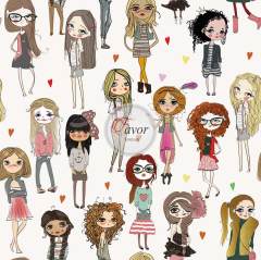 Genç Kız Desenli Kumaş