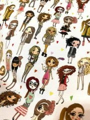 Genç Kız Desenli Kumaş