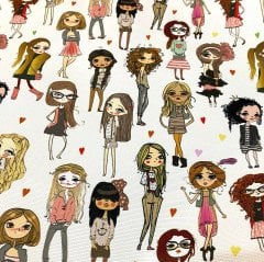 Genç Kız Desenli Kumaş