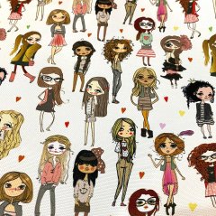 Genç Kız Desenli Kumaş