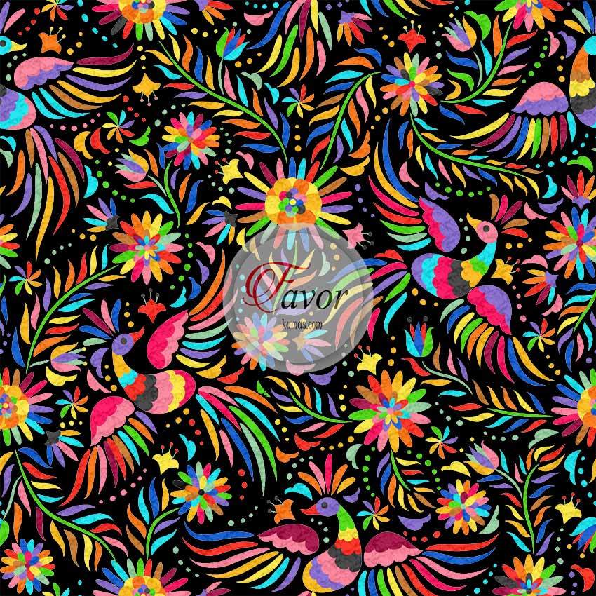 Gökkuşağı Desenli Kumaş siyah