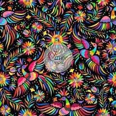 Gökkuşağı Desenli Kumaş siyah