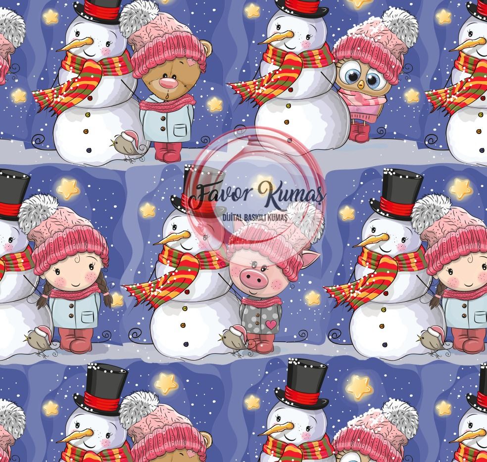 Kardan Adam Desenli Kumaş 2 Elite Poplin Kumaş