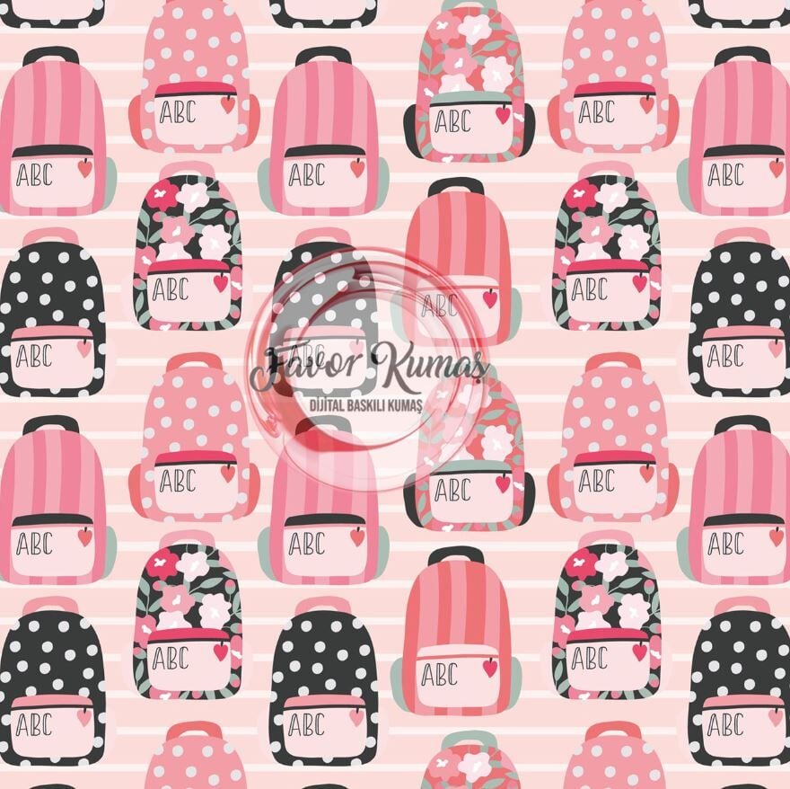 Pudra Zeminli Çantalar Desenli Kumaş