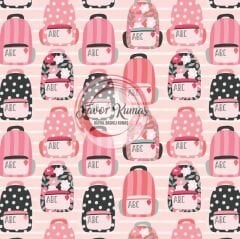 Pudra Zeminli Çantalar Desenli Kumaş