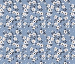 Küçük Çiçek Desenli Kumaş 2 Elite Poplin Kumaş - mavi