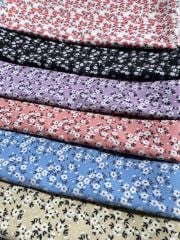 Küçük Çiçek Desenli Kumaş 2 Elite Poplin Kumaş - mavi