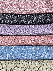 Küçük Çiçek Desenli Kumaş 2 Elite Poplin Kumaş - mavi