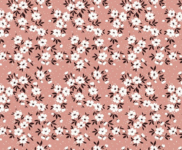 Küçük Çiçek Desenli Kumaş 2 Döşemelik Petek Kumaş - pudra