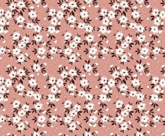Küçük Çiçek Desenli Kumaş 2 Döşemelik Petek Kumaş - pudra
