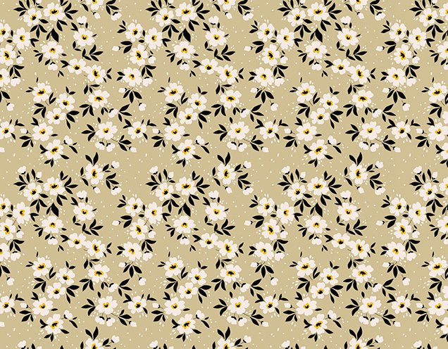 Küçük Çiçek Desenli Kumaş 2 Döşemelik Petek Kumaş - zeytin yeşili