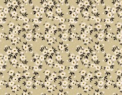 Küçük Çiçek Desenli Kumaş 2 Döşemelik Petek Kumaş - zeytin yeşili