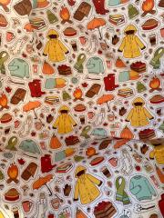 Sonbahar Sticker Desenli Kumaş