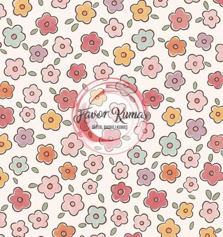 Soft Renkli Çıtır Çiçek Desenli Kumaş