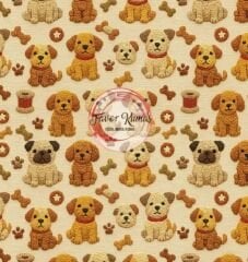 3D Nakış  Sevimli Köpekler Desenli Kumaş