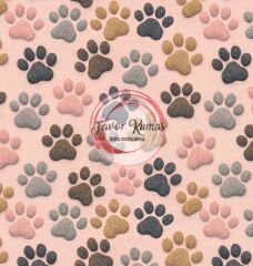 3D Nakış Patiler Desenli Kumaş