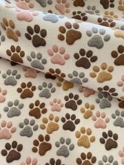 3D Nakış Patiler Desenli Kumaş