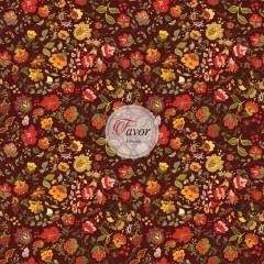 Kahverengi Zemin Çiçek Desenli Kumaş 2