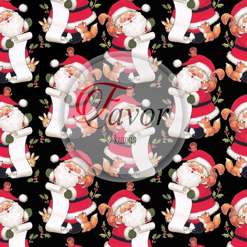 Noel Baba Desenli Kumaş 2