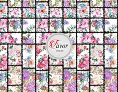 Kareli Çiçek Desenli Kumaş beyaz