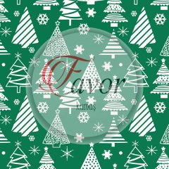 Kırmızı Çam Ağacı Yılbaşı Desenli Kumaş