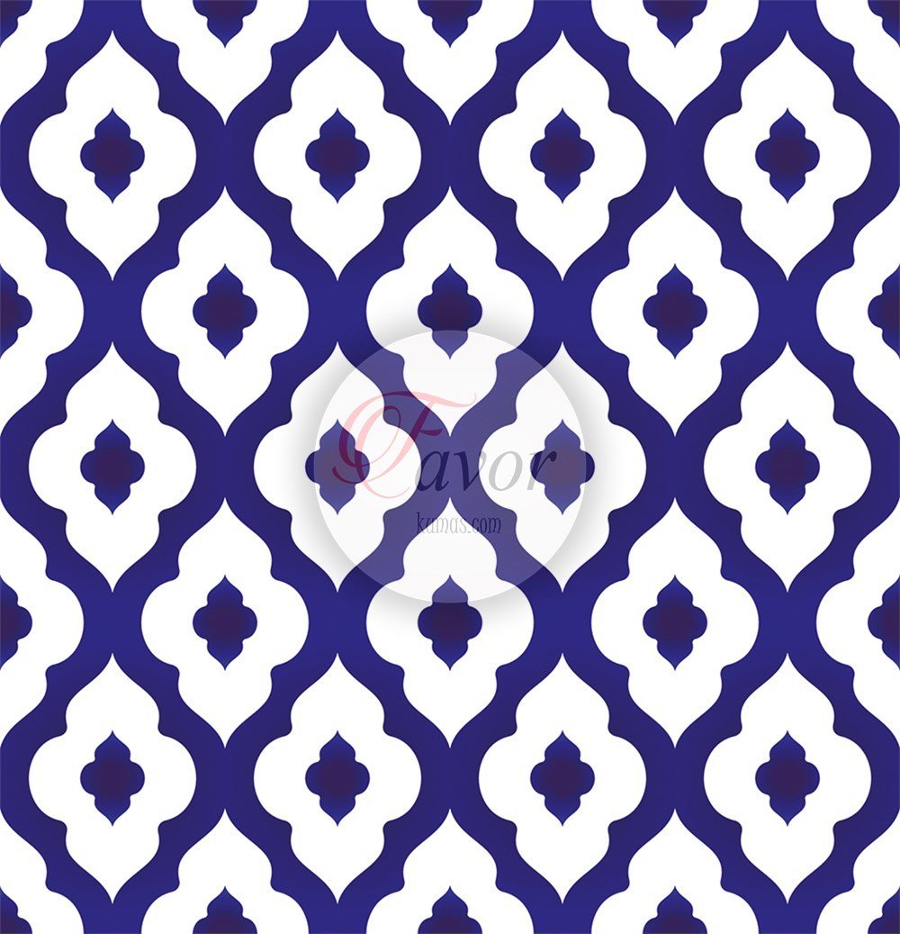 Lacivert Moroccan Desenli Kumaş
