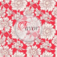 Sarı Zemin Beyaz Çiçek Desenli Kumaş Döşemelik Petek Kumaş - kırmızı