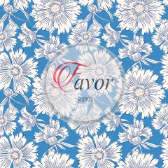 Sarı Zemin Beyaz Çiçek Desenli Kumaş Döşemelik Petek Kumaş - mavi