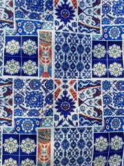 Çini Patchwork Desenli Kumaş
