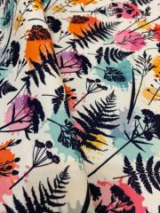 Renkli Yaprak Silüeti Desenli Kumaş