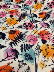 Renkli Yaprak Silüeti Desenli Kumaş