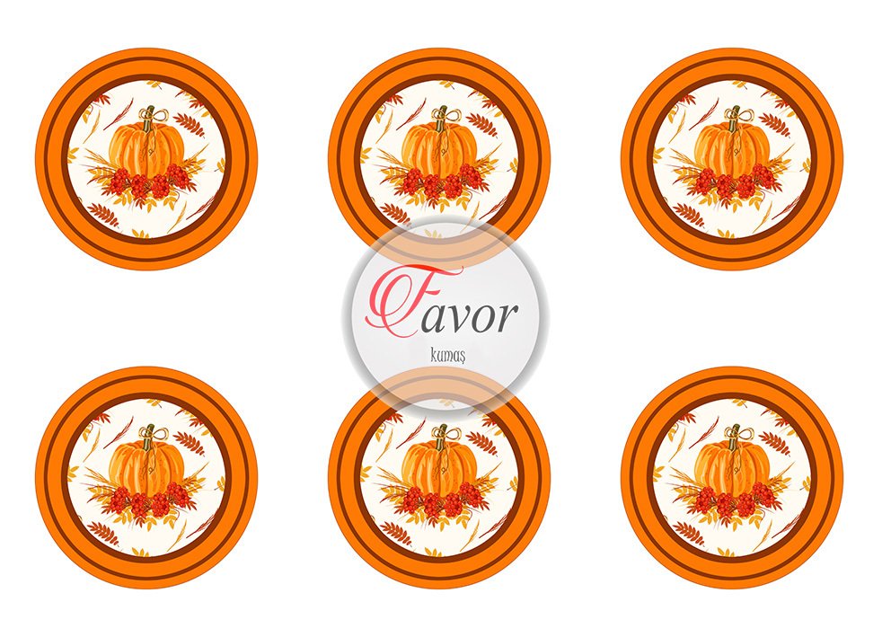 Balkabağı Desenli Runner ve Supla Kumaşı 1mt 6'lı supla