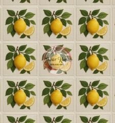3D Çerçeveli Nakış Limon Desenli Kumaş