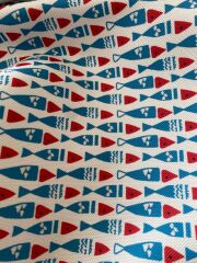 Mavi Kırmızı Balık Desenli Kumaş