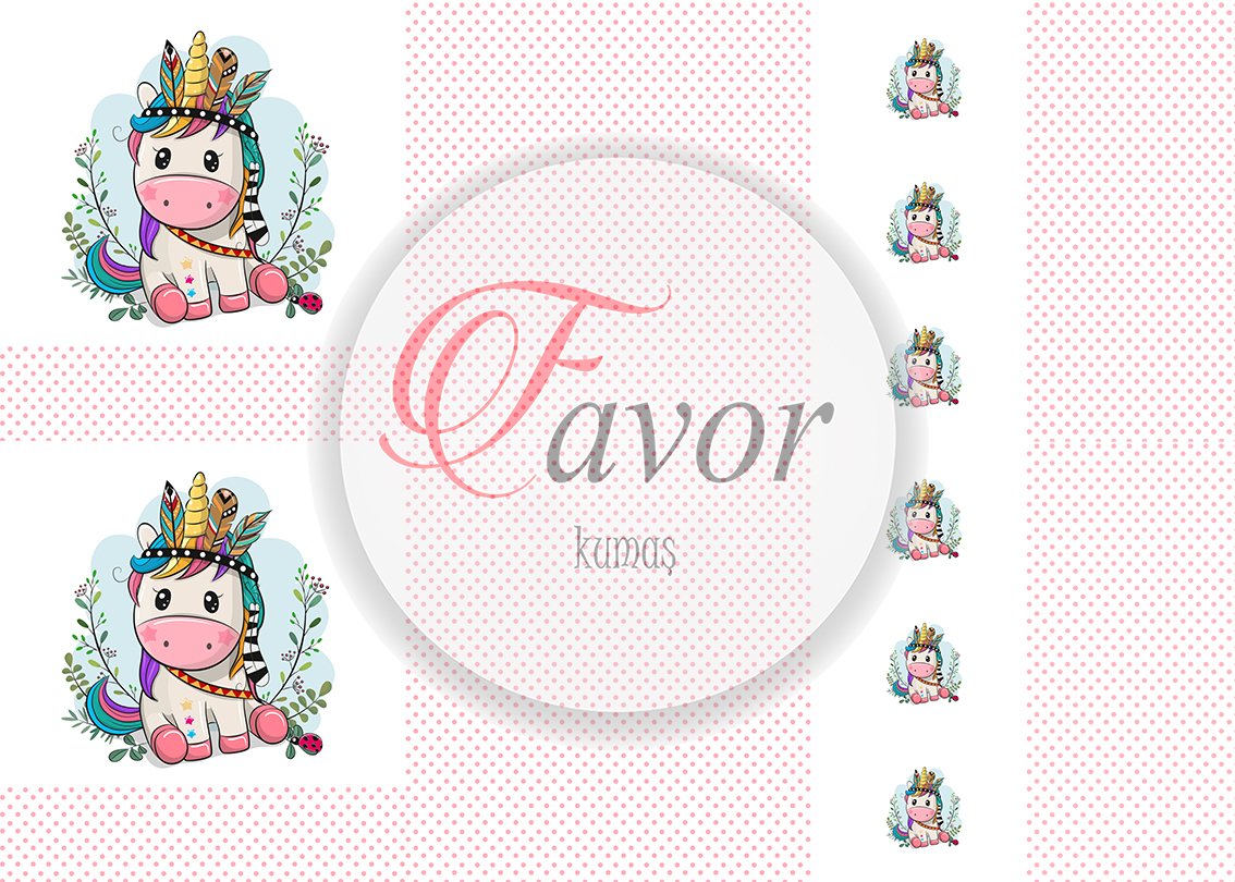 Karakter Desenli Çanta Kumaşı tam unicorn