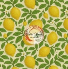 3D Nakış Limon Desenli Kumaş