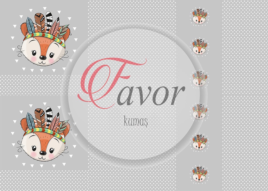 Karakter Desenli Çanta Kumaşı tilki