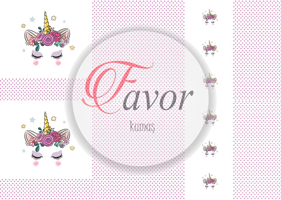 Karakter Desenli Çanta Kumaşı taç ünicorn