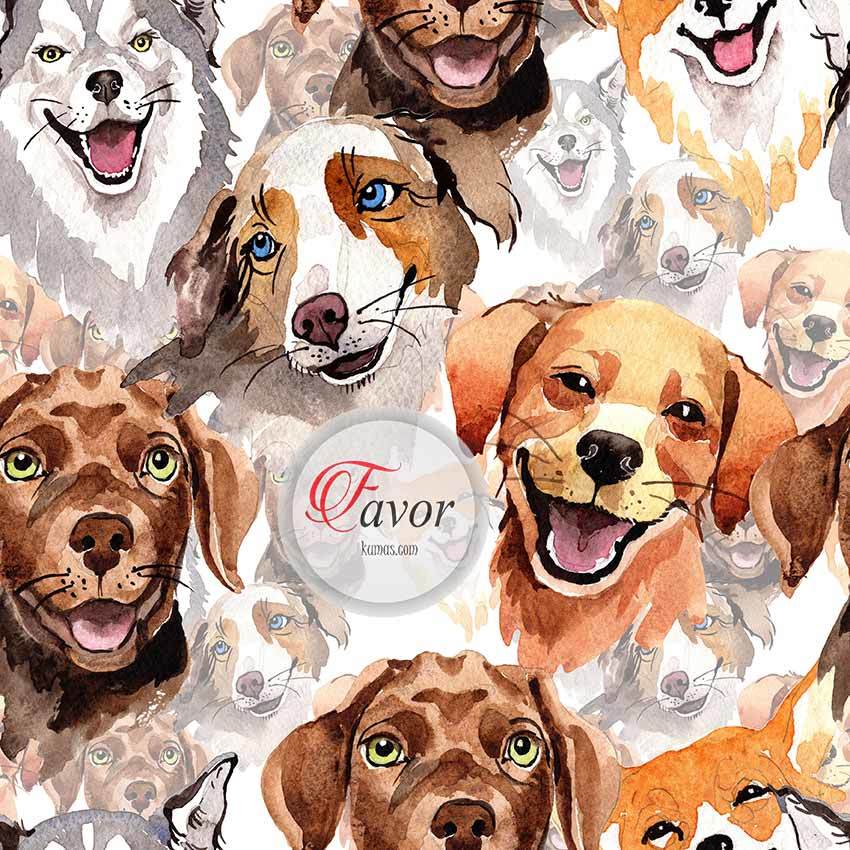 Mutlu Köpek Desenli Kumaş