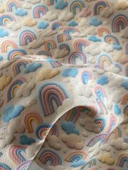 3D Nakış Gökkuşağı Ve Bulut Desenli Kumaş