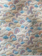 3D Nakış Gökkuşağı Ve Bulut Desenli Kumaş
