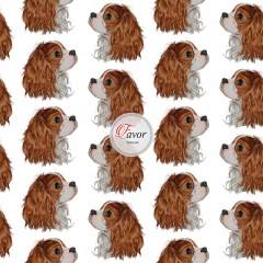 King Charles Köpek Desenli Kumaş