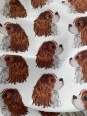 King Charles Köpek Desenli Kumaş