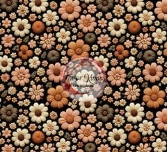 3D Nakış Örgü Çıtır Çiçek Desenli Kumaş 4